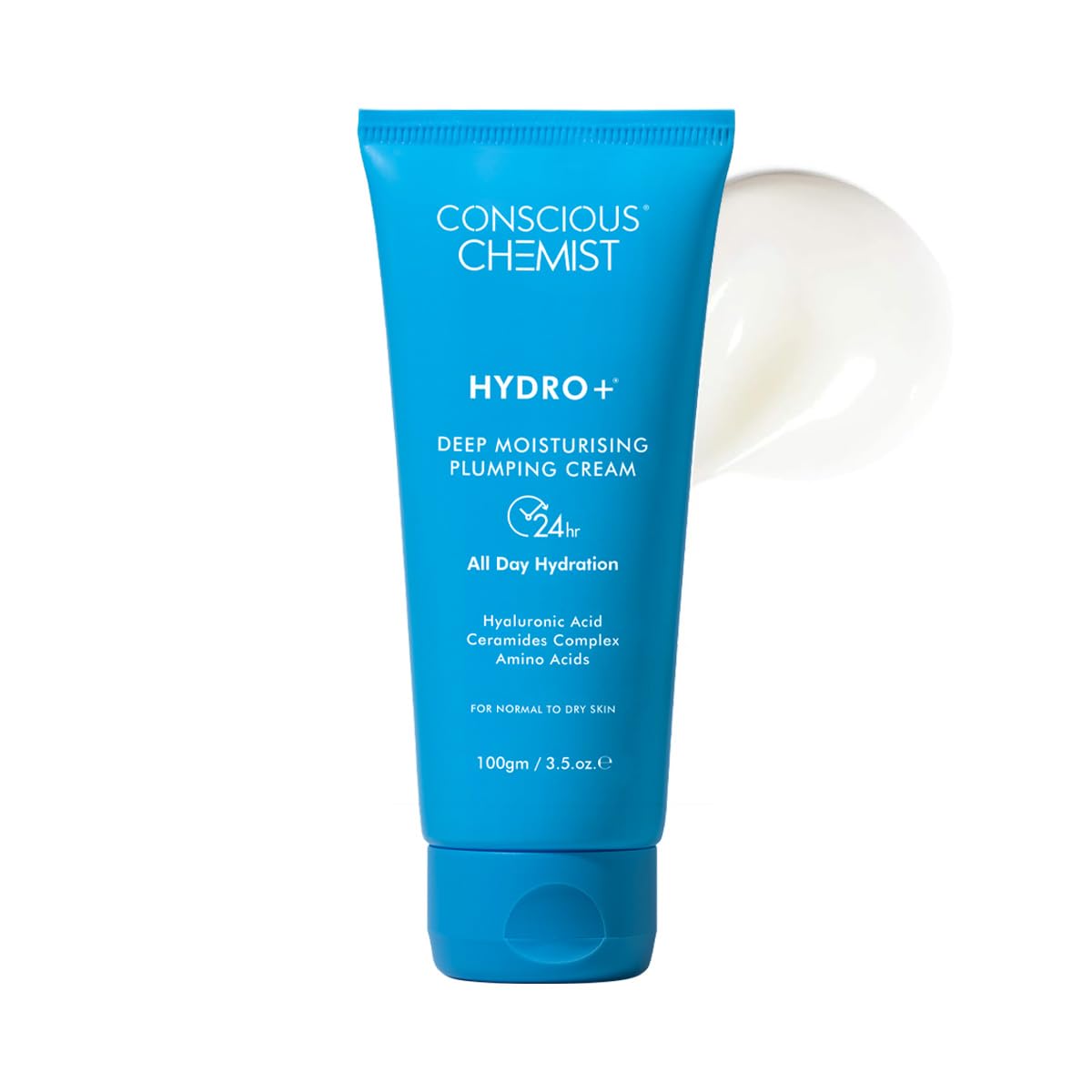 Conscious Chemist Hyaluronic Acid Moisturizer | 100g | Moisturizer for Dry Skin Face, Ceramide Moisturizer, Face Cream for Men & Women, Treat Dull, Dehydrated Skin, For Normal to Dry Skin - Hydro+