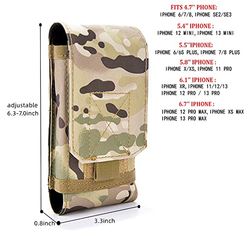 Universal Tactical MOLLE Holster Army Mobile Phone Belt Pouch EDC Security Pack Carry Accessory Kit Waist Bag Case Compatible iPhone 13 Pro X XS Max XR 7 8 6/6s Plus for Samsung Galaxy S10 S9 S8 Plus by Heyqie - Used condition - Image 2
