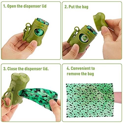 AMAYGA Hundekotbeutel 24 Rollen (600 Tüten) 1 Spender,auslaufsichere Kotbeutel für Hunde extra dick & reißfest,tropfsichere Hundetüten,Dog Poo Bags