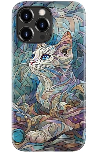Image of Goodon for iPhone 15 Pro Case Cute - Wireless Charging Compatible - Dual-Layer Hard Shell + Silicone Cover - Protective Phone Case with Trendy Designs for Women - an Abstract Ragdoll Cat