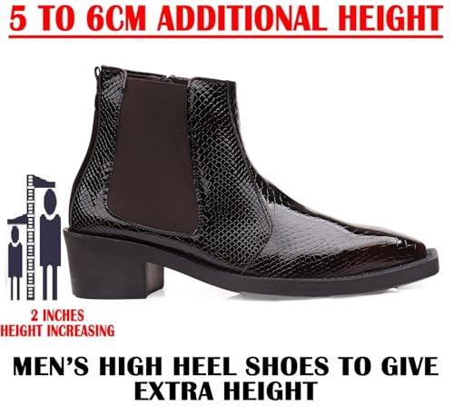 Image of BXXY Men's 2 Inch Block Heel Height Increasing Faux Leather Material, Casual Formal Slip-On Chelsea Boot