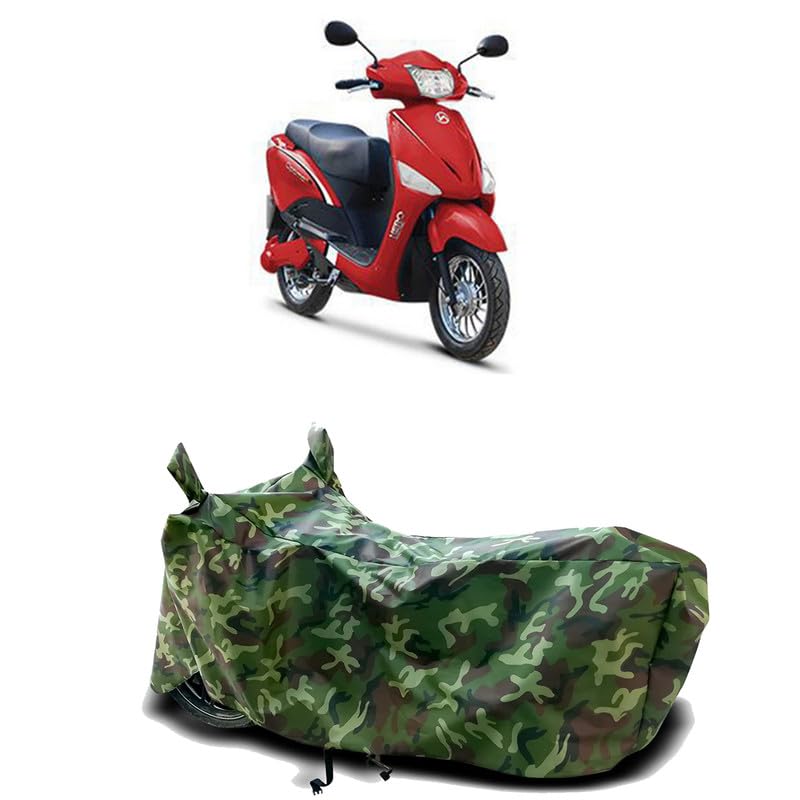 Image of DUFFEL-100% Heat Protection Two Wheeler Bike /Scooty Body Cover for Hero Electric Optima Li Water Resistance /UV-Rays /Birds Dropping /Scratchproof /Dust Proof /Waterproof[Green Jungle Print]