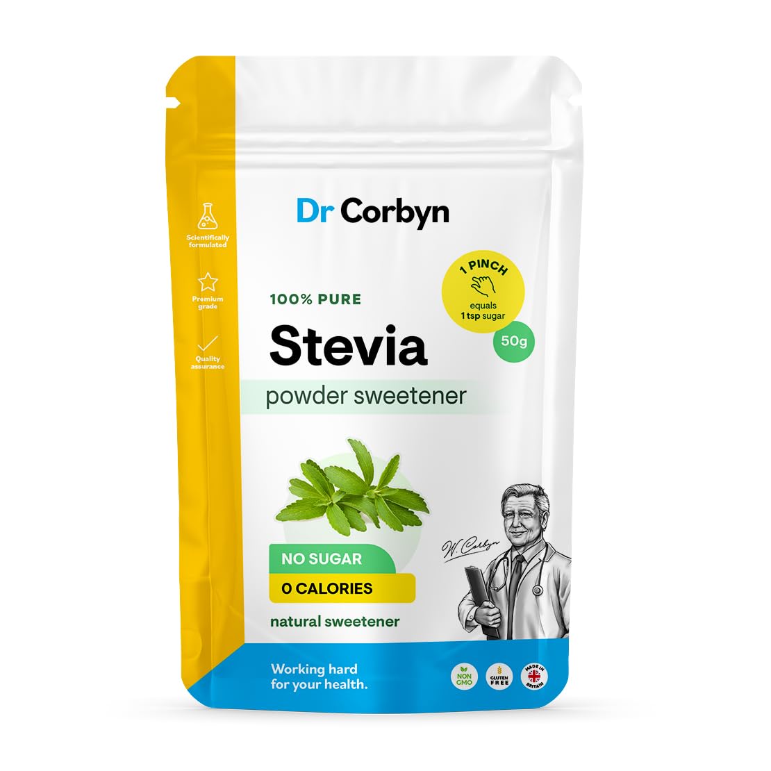 Pure Stevia Powder Sweetener - 100g | Natural Stevia Sweetener Reb-A 98% | Zero Calories, Keto Friendly | 100% Pure Steviol Glycosides Extract Powder | 470x Sweeter Than Sugar