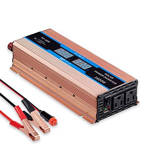 GISIAN Power Inverter 900W DC 12V to AC 110V Car Converter with Dual AC Outlets & USB Port and Digital LED Display Modified Wave Inverter for Car