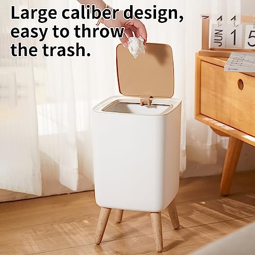 Image of WanWanKa Trash can 2.6 Gallon，Dsektop Garbage can 0.5 Gallon (2 Pieces) Mini Trash can with Press top Lid, Nordic Modern Waste Basket, Office, Outdoor，Dog Proof Trash can(White)