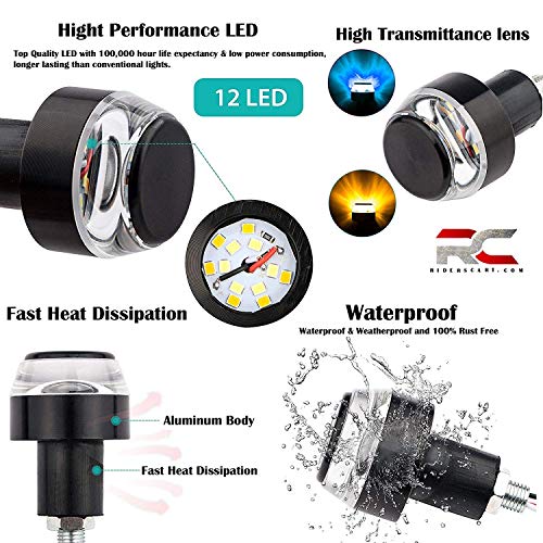 Image of A4S AUTOMOTIVE & ACCESSORIES Bike Handle Bar LED Turn Signal Indicators Dual Color Bulb For All Motorbikes (Set of 2, Blue)