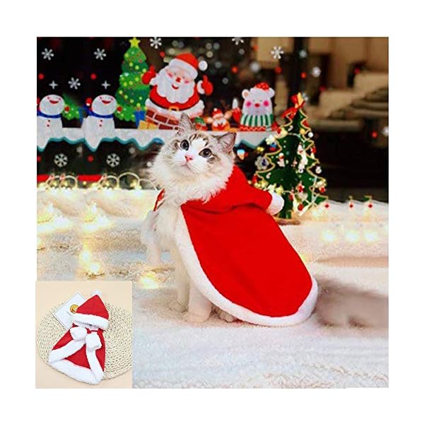 Zhenpony christmas cat dog costume pet cape, cat cloak with xmas hat, soft and thick red velvet apparel for cats and puppy, funny christmas pet dress up
