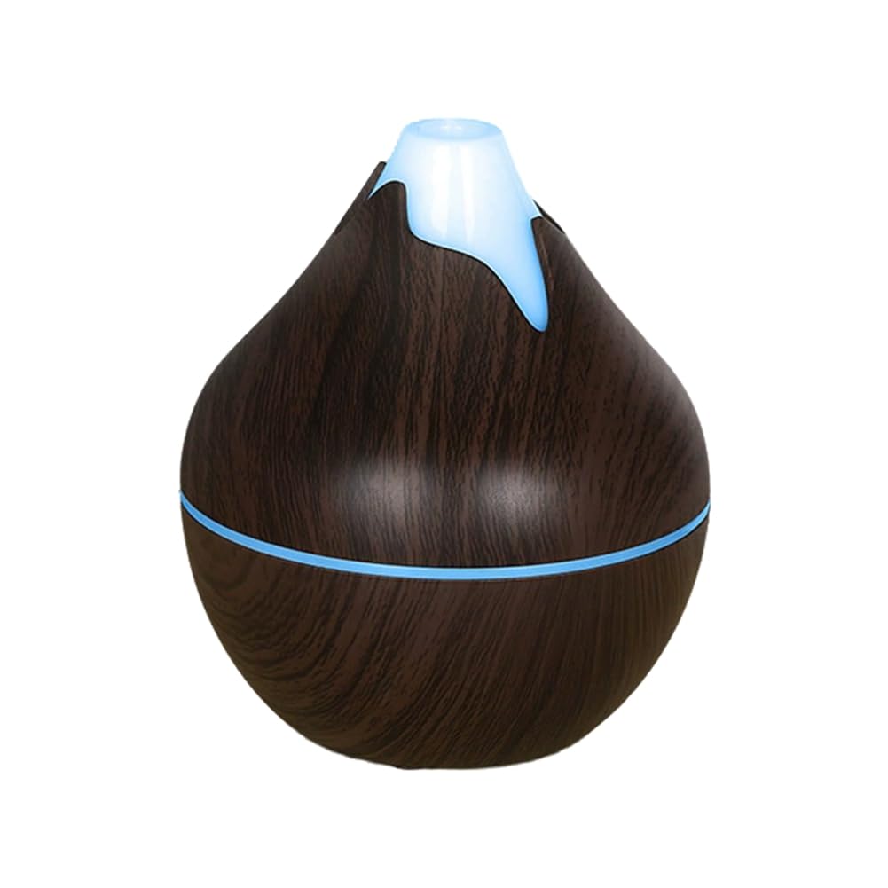 Vjsujehgy 200ML Aromatherapy Essential Oil Diffuser Wood Grain Ultrasonic Air Humidifier Cool with 7 Color LED Light