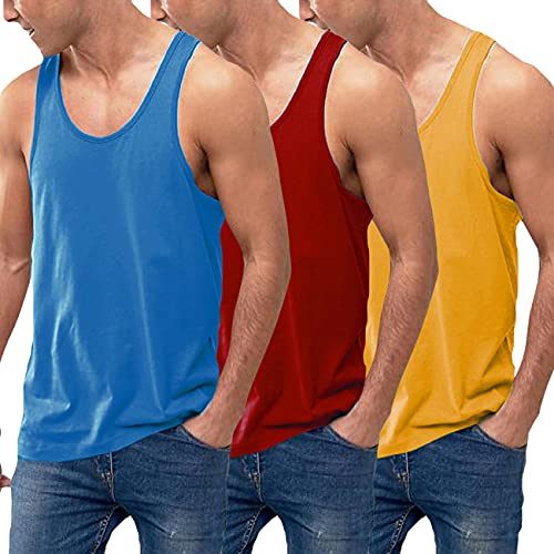 coofandy men39s 3 pack tank tops cotton performance sleeveless casual classic t shirts