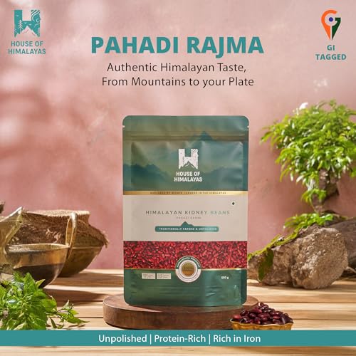 Image of House of Himalayas Pahadi Rajma, Red Kidney Beans from Uttarakhand, Creamy Texture, Nutty Flavour, High Protein and Fibre, Organic and Unpolished, 500g