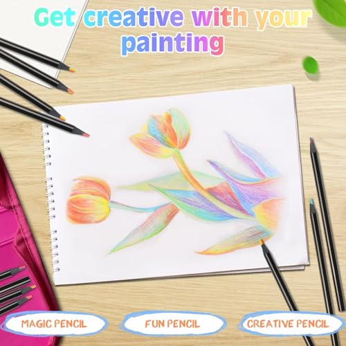 Image of 12PCS Colors Rainbow Pencils,Black Wooden Rainbow Color Pencils, Multicolored Pencils Art Supplies for Adults Drawing Coloring Sketching, Party Favor Bags, Pre-sharpened