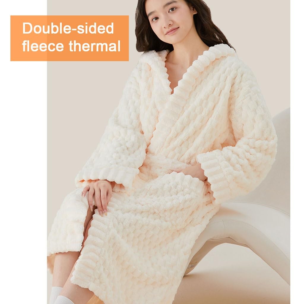 Szlafrok Z Kapturem Z Polaru Pluszowe Długie Ciepłe Szlafroki, Miękki Długi Szlafrok Frotte, Superchłonny, Szybkoschnący 135 X 115 Cm Szlafrok Domowy