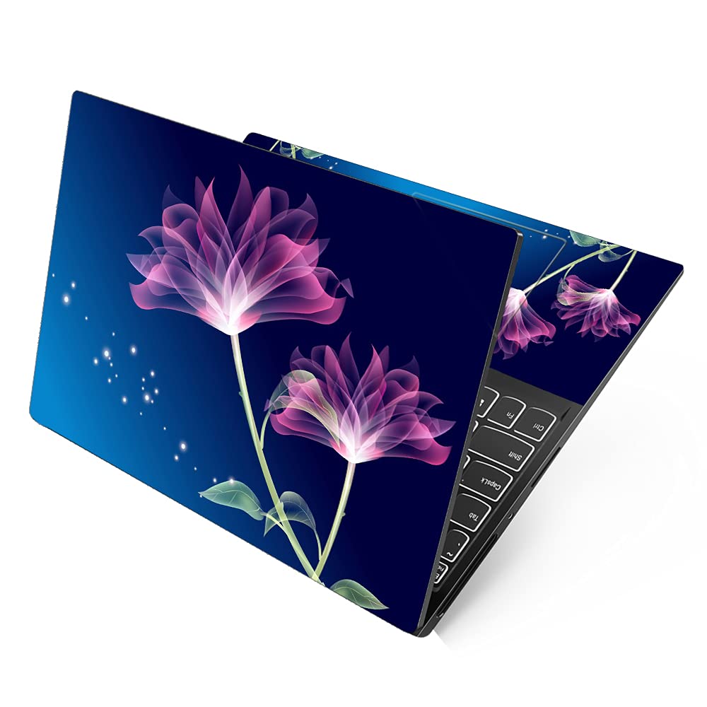 Dzazner Full Panel Laptop Skins Compatible with 13.3, 14.1, 15.6 inch - No Residue, Bubble Free - Removable HD Printed Vinyl/Sticker/Cover Compatible for Dell-Lenovo-Acer-HP (Pink Floral on Blue)) (B09GKD4T9Y) Amazon Price History, Amazon Price Tracker