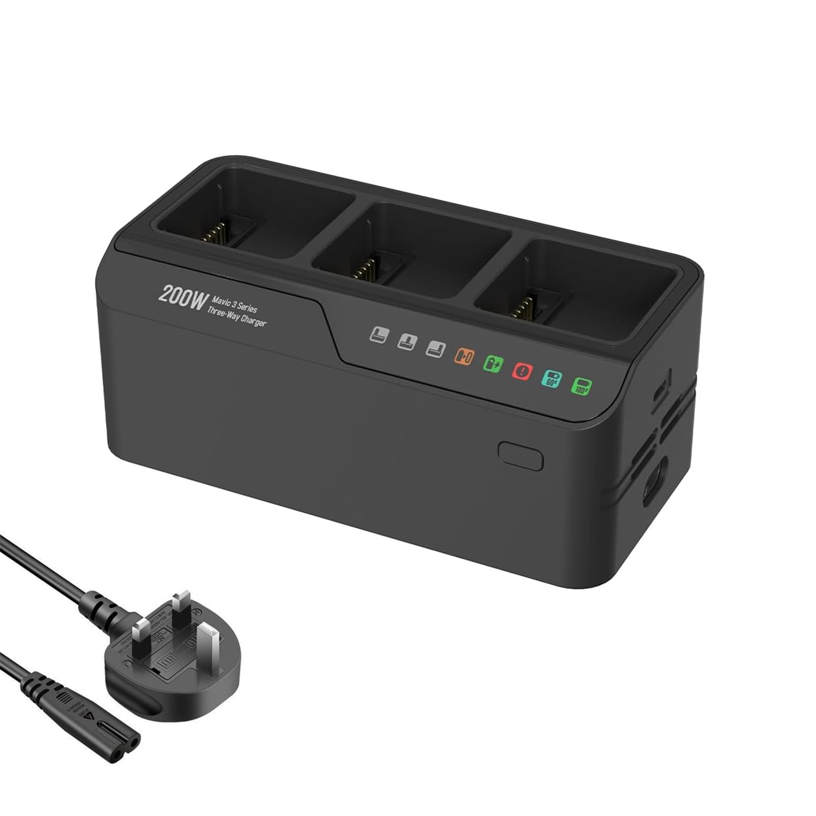 ‌ONTOMYO 200W Fast Charging Hub for DJI Mavic 3/3 Pro, Simultaneous 3 Battery Charger with UK AC Cable, for DJI Fast Battery Charger Accessories