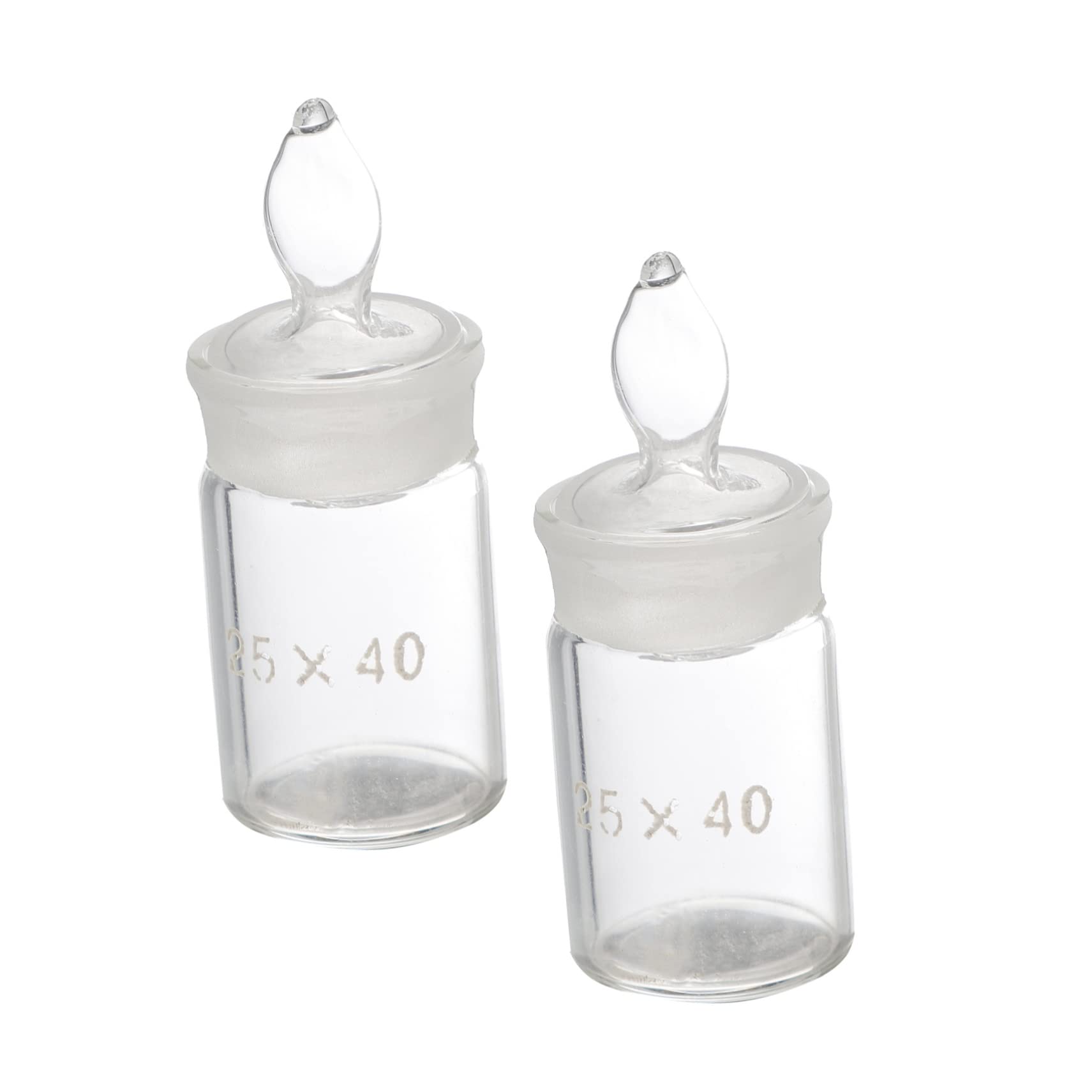 KICHOUSE 2pcs Glass Sealing Weighing Bottles 25x40mm Specific Gravity Flask Lab Glassware