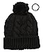 Women's Thick Oversized Cable Knitted Fleece Lined Pom Pom Beanie Hat with Hair Tie.