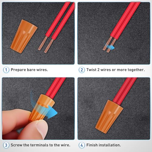 Image of Nilight 220PCS Wire Screw Caps Terminals Kit 5 Sizes Electrical Assortment Spring Thread Insulated Twist on Connectors for 22-12 AWG Wires