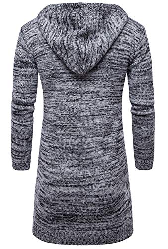 CHARTOU Men's Hooded Long Sleeve Open Front Midi Long Knitted Cardigan2