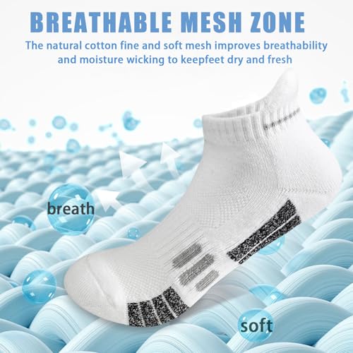 Women's Cotton Athletic Ankle Socks with Wicking Anti-Blister Arch Support Cushioned Sole for Running 5 Pairs2