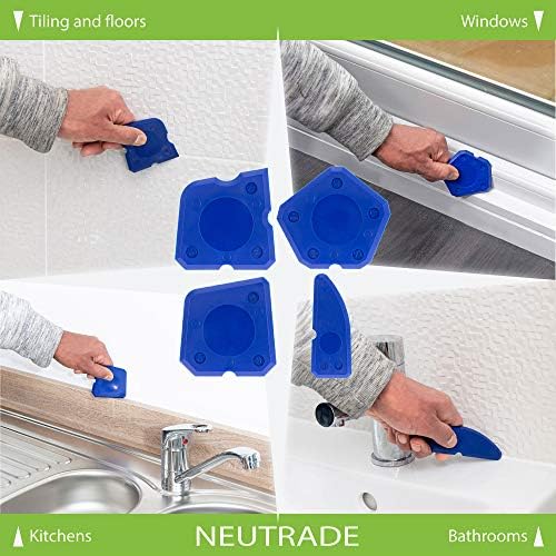 Neutrade Sealant Profiling Finishing Tool, Fugi Kit, 4 Piece Silicone joint Smoother Portable Blue Former Sealant Caulking Tool Kit, Multi-Edge Applicator Mastic Suitable for Kitchens, Bathrooms, tile