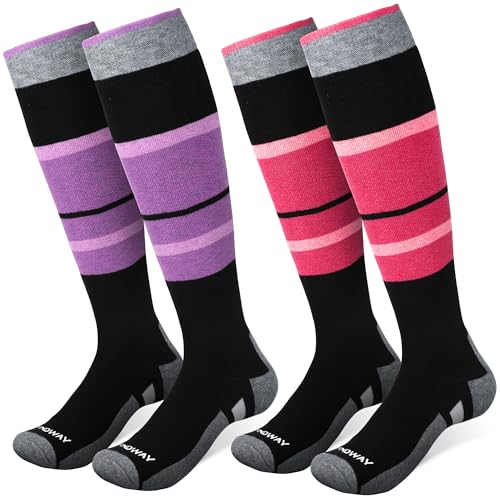 [Findway] 【2足組】 スキーソックス メンズ スキー靴下 厚手 スノボ ソックス レディース 靴下 スキー アウトドア スポーツ用 防寒保温 抗菌防臭 吸湿速乾 冬 快適 暖かい 通気性 耐久性 伸縮性