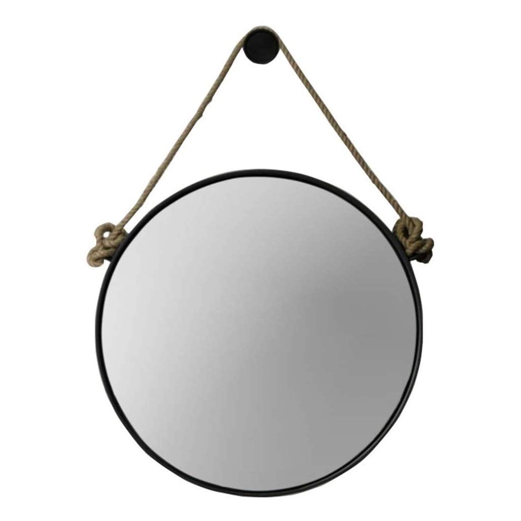 Miroir de salle de bain rond en métal avec corde miroir de rasage mural décoratif