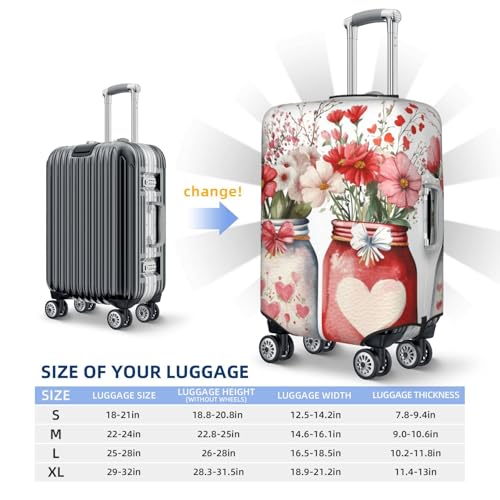 Two Mason Jars With Valentine'S Day Elastic Travel Luggage Covers Dustproof Scratch-Resistant Suitcase Protector Fit 22-24 Inch4