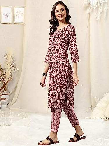 Image of MIRCHI FASHION Women's Straight Fit Fancy Rayon Jaipuri Foil Printed Kurta Set with Plazzo Pant
