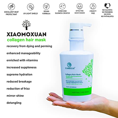 Xiaomoxuan Organic Tea Tree Oil Hydrating Hair Mask For Dry Damaged Hair - Plant-Based Collagen Hair Masque For Split End Repair Treatment - Hair Strengthening Mask For Frizzy Hair And Shine #TOP2