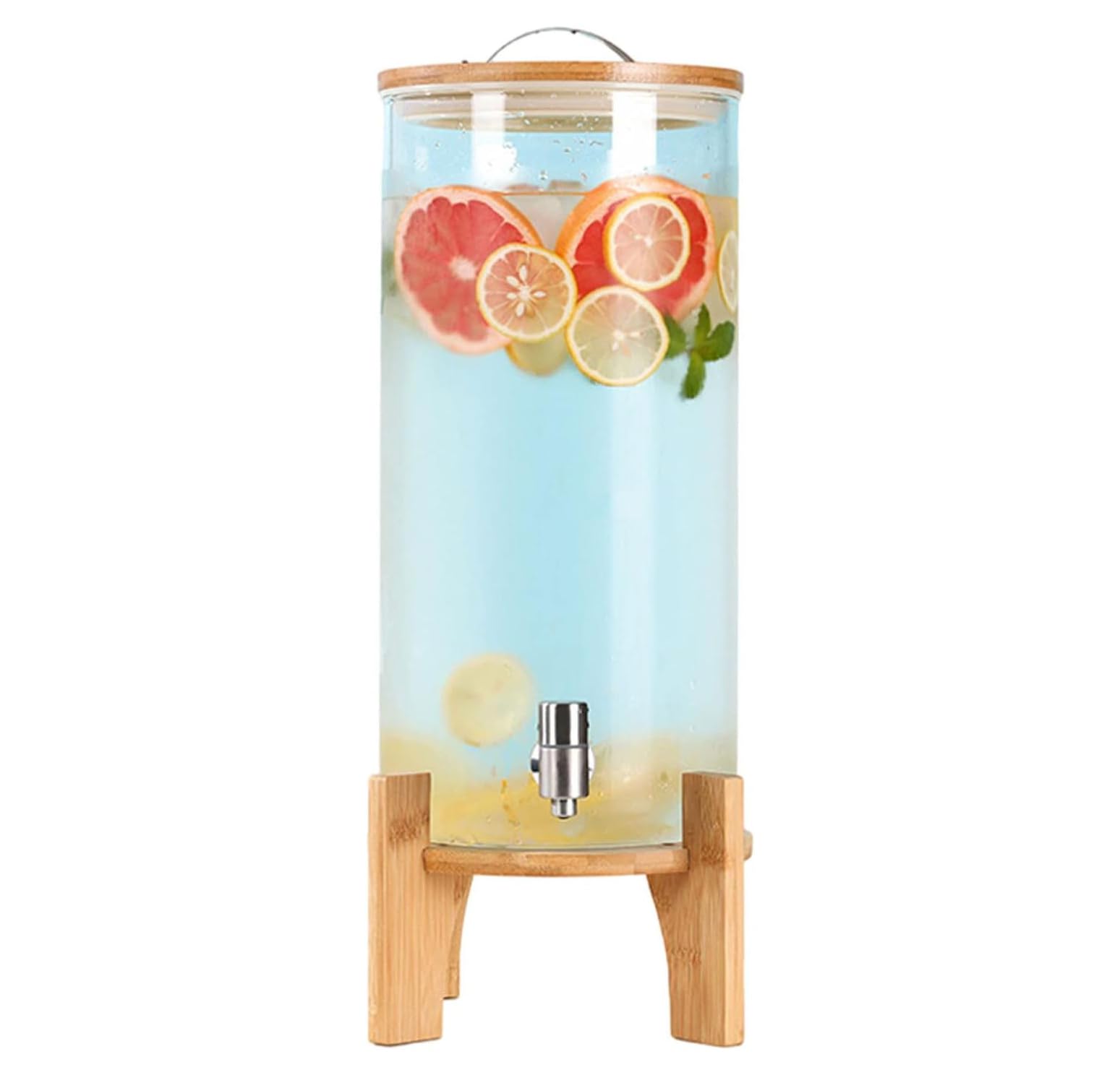 Dispensador de bebidas de acero inoxidable con soporte de madera, recipiente a prueba de fugas para fiestas, eventos