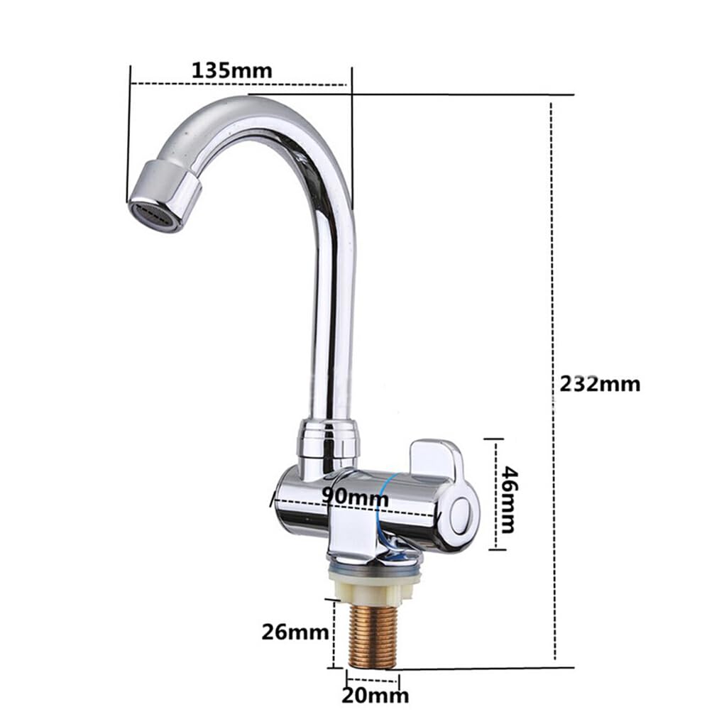Grifo para RV, Frío, Grifo de Agua Plegable, rotación de 360 Grados, Montaje de 1/2 Pulgadas para Autocaravana, Grifo de Cobre Funcional
