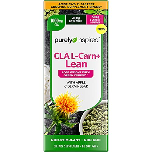 CLA SUPPLEMENTS | Purely Inspired CLA L-Carn + Lean | Lose Weight with Green Coffee Bean Extract & Apple Cider Vinegar | Weight Loss Pills for Women & Men | 1000mg of CLA | Non-Stimulant, 60 Count