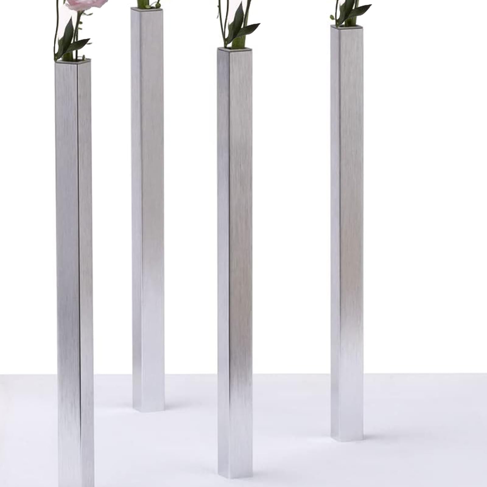 Elegante vaso magnetico a stelo singolo, decorazione da tavolo con magnete nascosto, vaso singolo per rose, design anti-ribaltamento, per casa, cena, decorazione quotidiana (5 pezzi, argento)