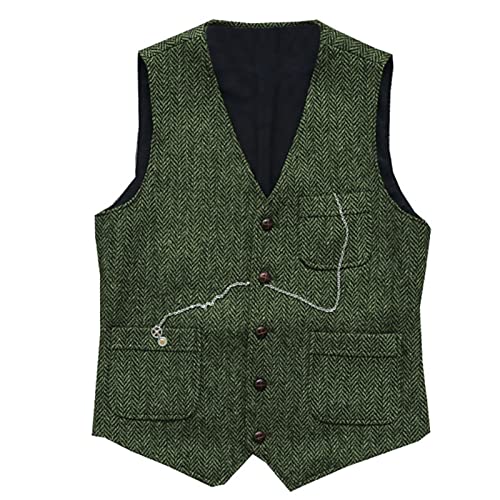 Swing Penguin Gilet à Simple Boutonnage pour Hommes Gilet D'occasions Formelles pour Gilet De Costume De Dîner De Mariage, M-3xl (Couleur : Vert, Taille : L) Cover