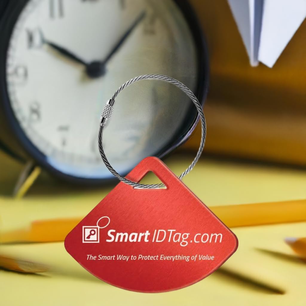 Dynotag® Express Series Solid Metal Web Enabled Smart Bag Tag ID + Steel Loop, Anodized Aluminum with DynoIQ™ & Lifetime Recovery Service (Ruby Red) image 5