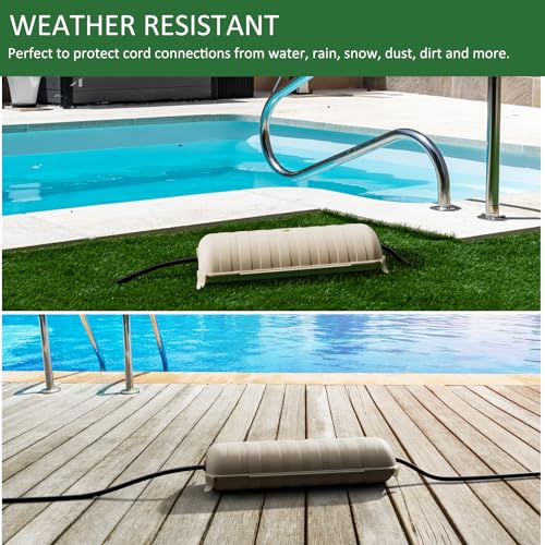 Flemoon Outdoor Extension Cord Safety Cover with Waterproof Protector Seal, Weatherproof Electrical Connection Box, Almond by Flemoon - Image 7