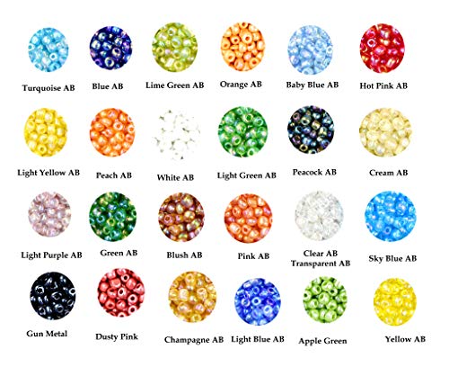 Image of Mandala Crafts 6 /0 Glass Seed Beads for Beadwork - 4000 Pcs 4mm Iridescent Round Small Rocaille Beads for Jewelry Making, Necklace Bracelet Earring Craft Supplies
