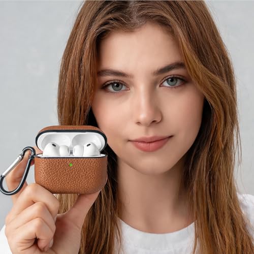 Image of for Leather AirPods Pro 3 Case 2025|Cute Hard Air Pods Pro 3 Case (Model A2700 /A2931)|with Keychain|Retro Airpod 3 Pro Cases for Man Women(Brown)
