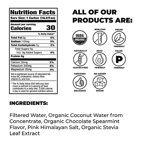 Nooma Organic Electrolyte Sports Drink | Electrolyte Drink With Organic Coconut Water | Workout Hydration Drink With No Added Sugar | 30 Calories| Chocolate Mint, Pack Of 12 Sports Drinks (16.9Oz) #TOP1