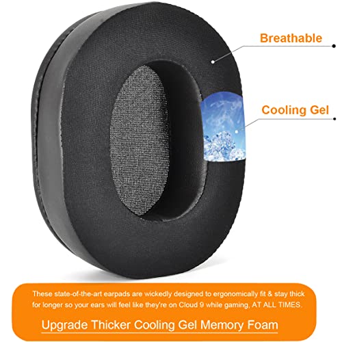 M50X Thicker Cooling Gel Ear Pads Replacement Ear Cushion Compatible with ATH M50X M40X / M50XBT / HyperX Cloud & Cloud 2 / SteelSeries Arctis 3 / 7 / 9X & Pro / Sony MDR 7506 / Stealth 600 Headset - Image 3