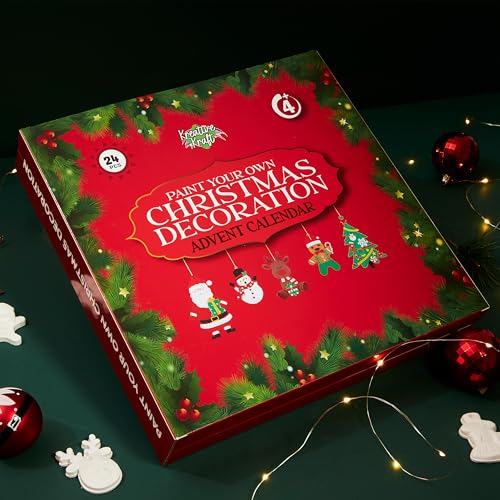 KreativeKraft Weihnachtsdeko Bastelset Kinder, Gips Figuren zum Bemalen, DIY Bastelsets für Kinder (24er-Set) – Ansicht 2