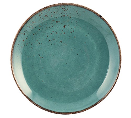 H & H Reactive Assiette Plate, Grès, Bleu clair, 1 Unité