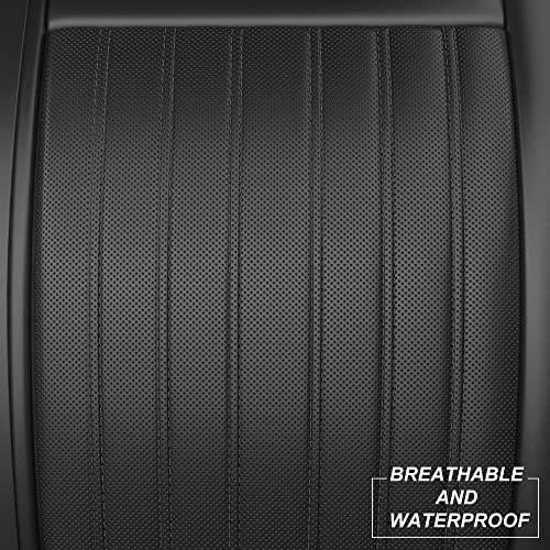 Feelon 2 Pieces Zc Front Car Seat Covers, Waterproof Nappa Leather Front Car Seat Protectors With Headrests, Universal Auto Interior Fit For Sedans Suv Pick-Up Truck, Black #TOP6
