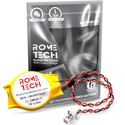 Rome Tech RTC CMOS Battery for HP EliteBook 640 G1, 645 G1, 650 G1 - BIOS CR2032 with 2 Pin Wire Cable