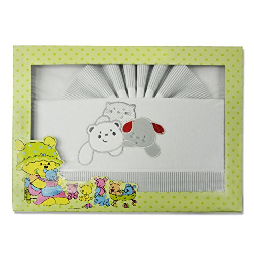 PEKITAS: Parure di lenzuola di flanella per neonati. Set di 3 pezzi per lettino da 60 x 120 cm, 100% cotone, prodotto in Portogallo. Cuna Grigio-Bianco