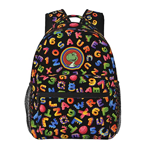 Dinosaur Alphabet Backpack For School - Dinosaurs Backpack For Girl Boy Teen Education Letter Bookbag Colorful Dino Rucksack Animal Travel Daypack #TOP20