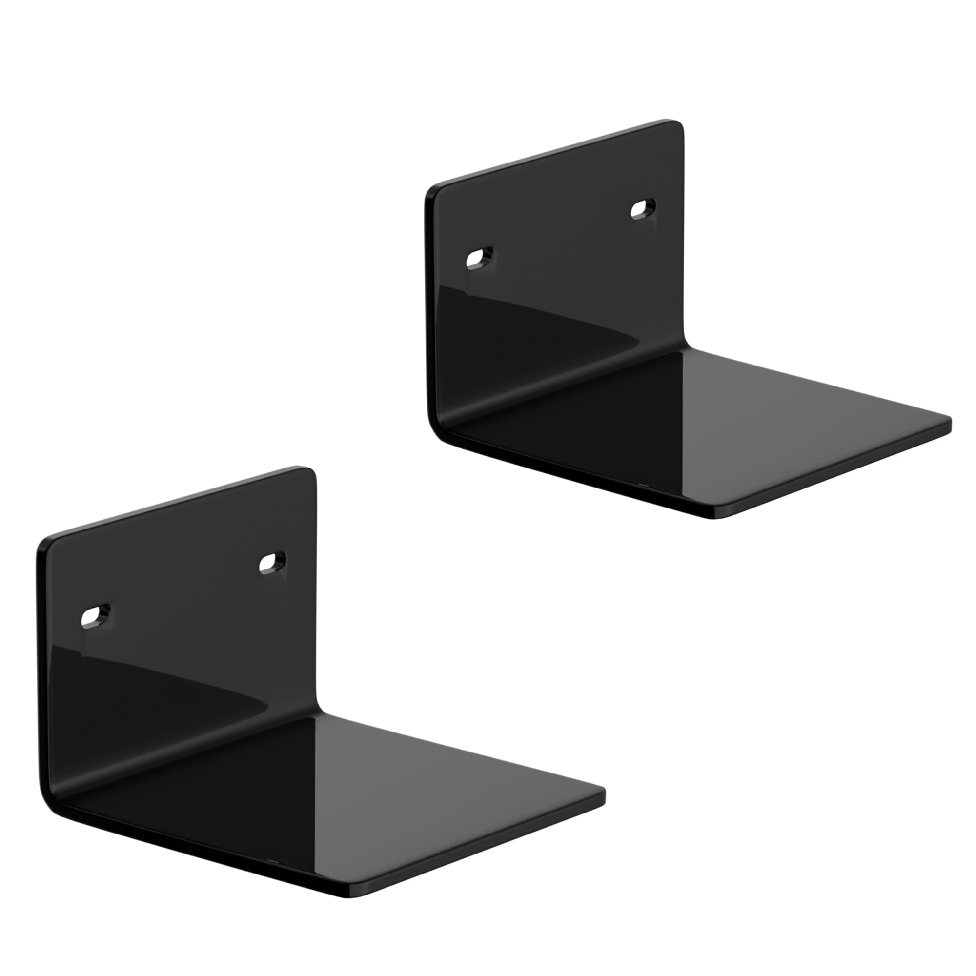 Sezanrpt 4 Inches Black Small Wall Shelves Set of 2, Acrylic Wall Organizer Shelf Display Shelves for Bedroom Gaming Room - Image 2