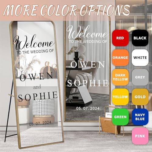 Personalized Wedding Welcome Sign Custom Welcome to Our Wedding Party Sign Decal Selfie Mirror Decal for Wedding Welcome Sign with Name and Date DIY Lettering Vinyl Sticker for Marriage Party Supplies