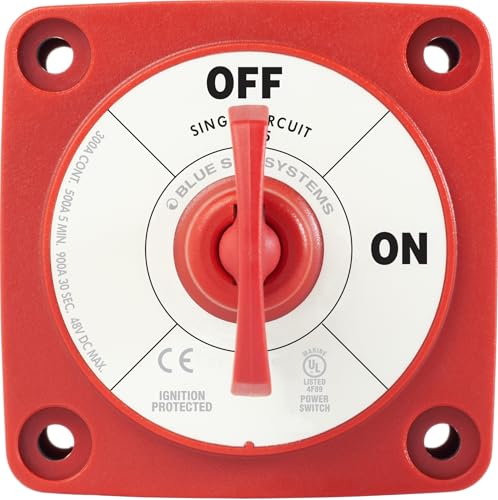 Image of Blue Sea Systems On /Off Battery Isolator Switch With Locking Key, Red, 6005 m‑Series