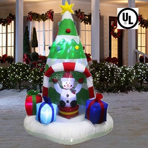 ANOTHERME 6 Feet Christmas Inflatable Tree with Rotating Snowmen and Twinkle Lights Decor, Air Blown LED Lighted, Outdoor Indoor Holiday Yard Decoration